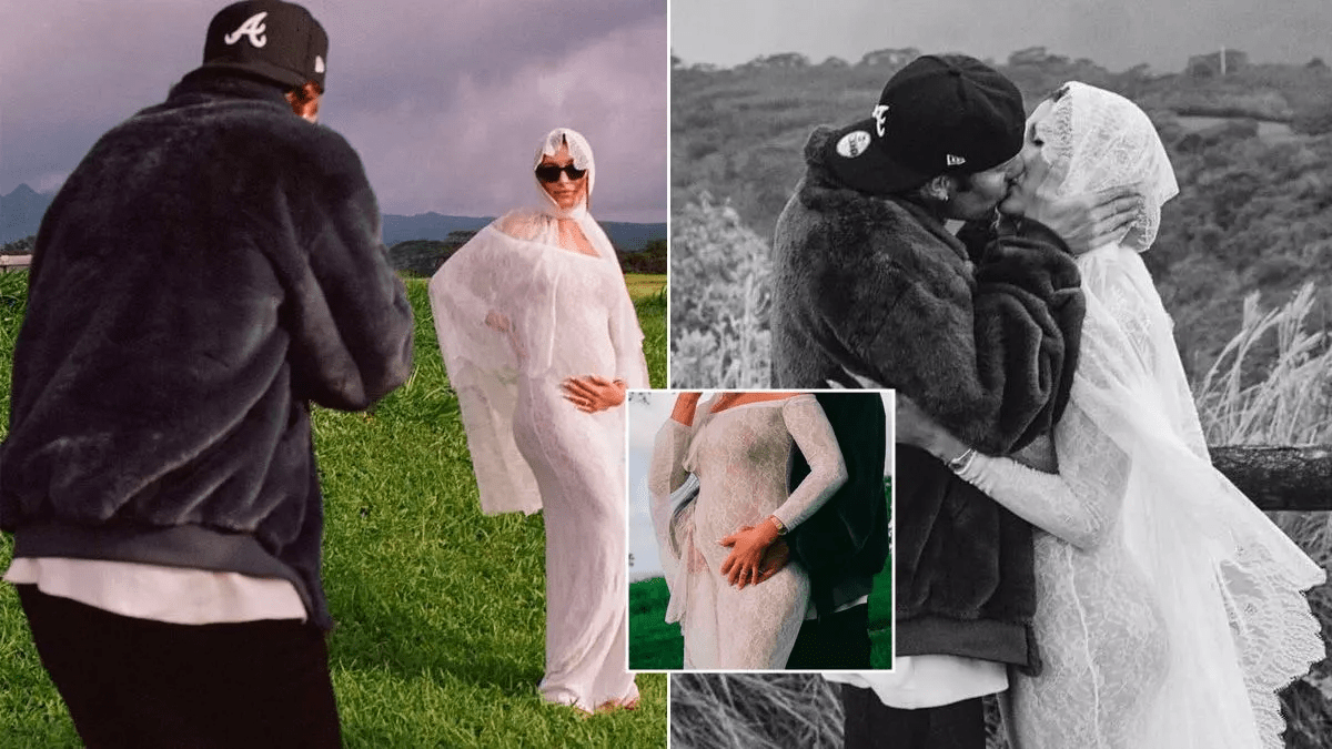 Picture Collage of Justin Bieber and wife, Hailey’s Baby Bump