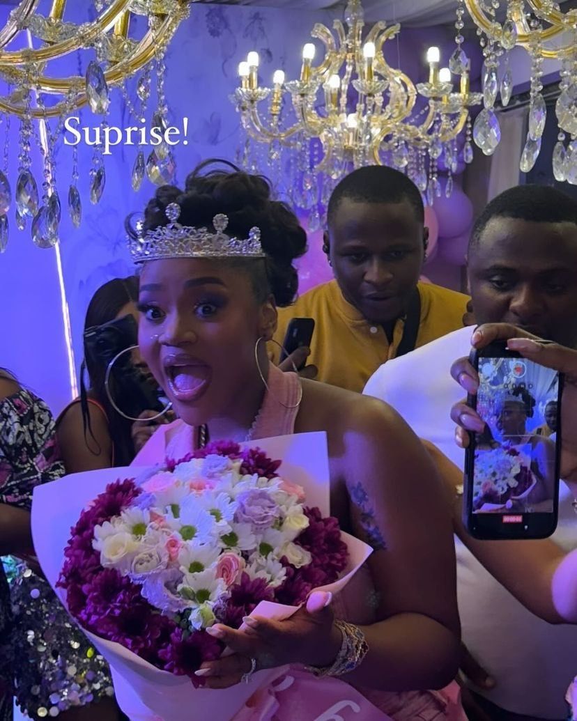 A Surprised Looking Chioma At Her Bridal Shower