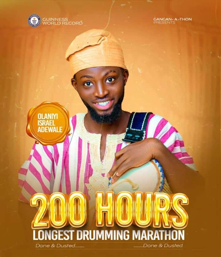 200 Hours Drumming Marathon Record Holder Olaniyi Israel Adewale