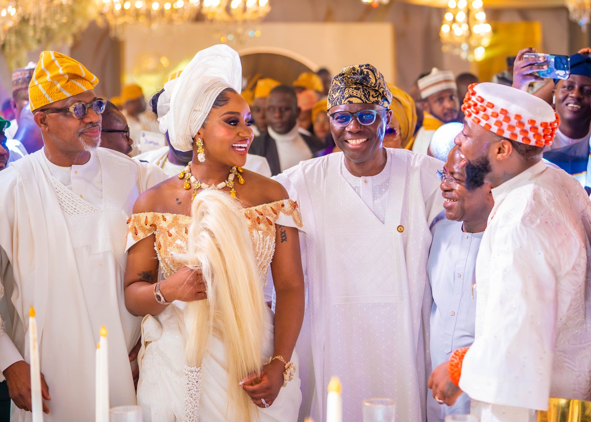 Picture of Governors of Ogun, Lagos and Abia State with Davido and Chioma At Their Wedding Ceremony