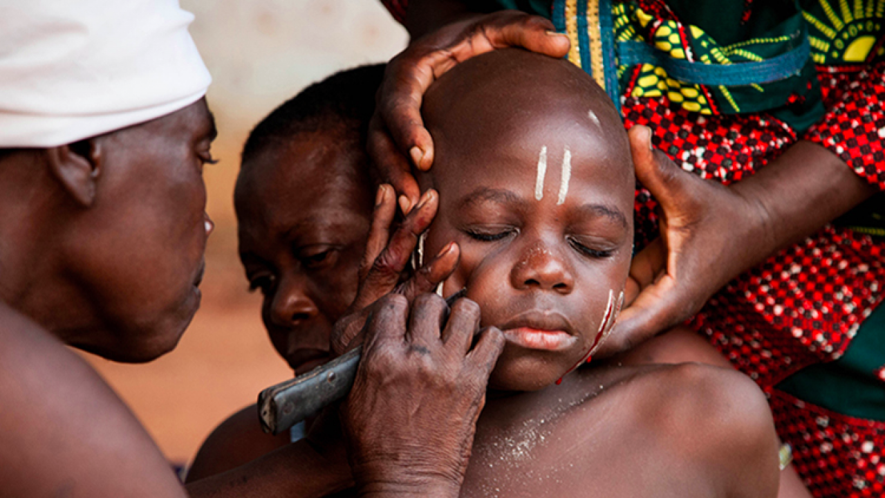 A Child Been Given Tribal Marks