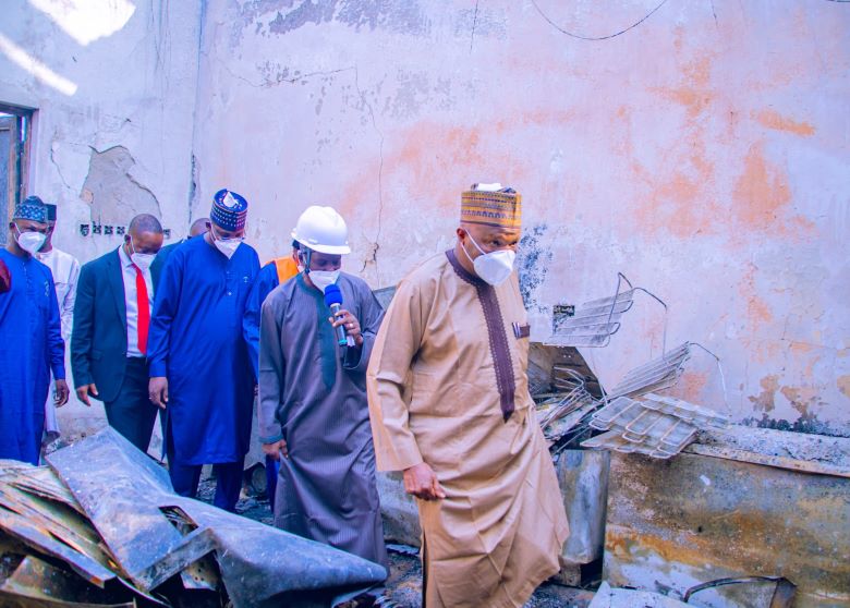 Governor Muhammadu Inuwa Yahaya inspects Gombe Central Medical Store Engulfed by Fire